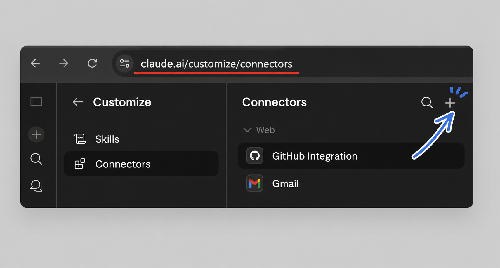 Claude Customize 面板加号按钮高亮
