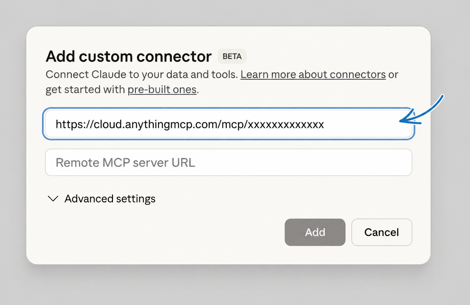 Add custom connector 对话框