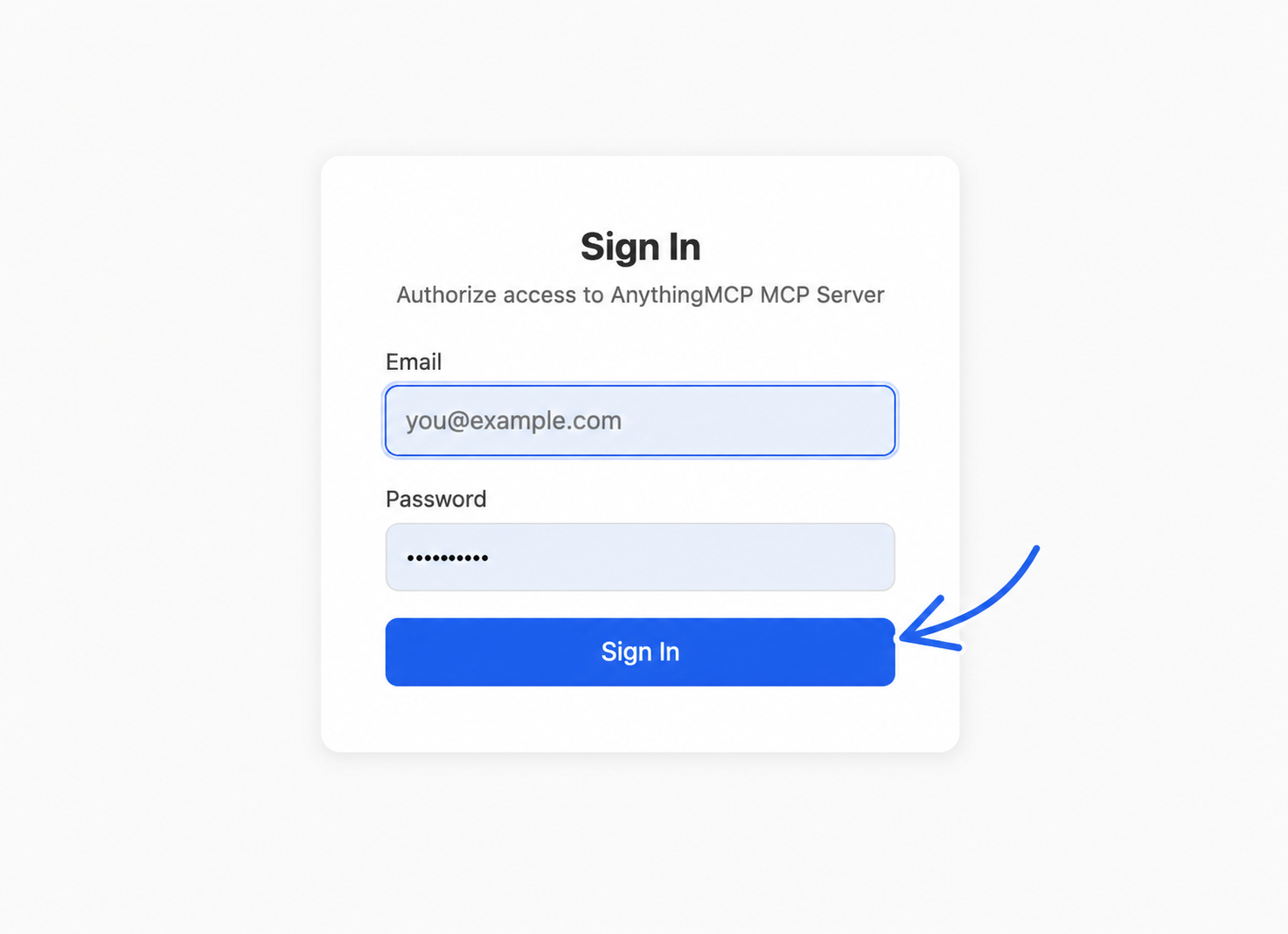 AnythingMCP Sign In 界面